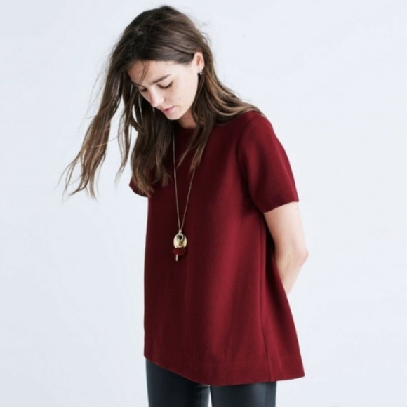Madewell Tops - Madewell Maroon Crepe Hi Low Top